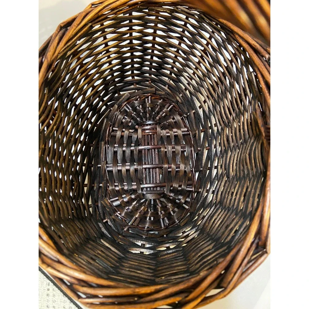 Wicker Basket Home Decor OS Dark Brown Woven Oval Gathering Basket Farmhouse